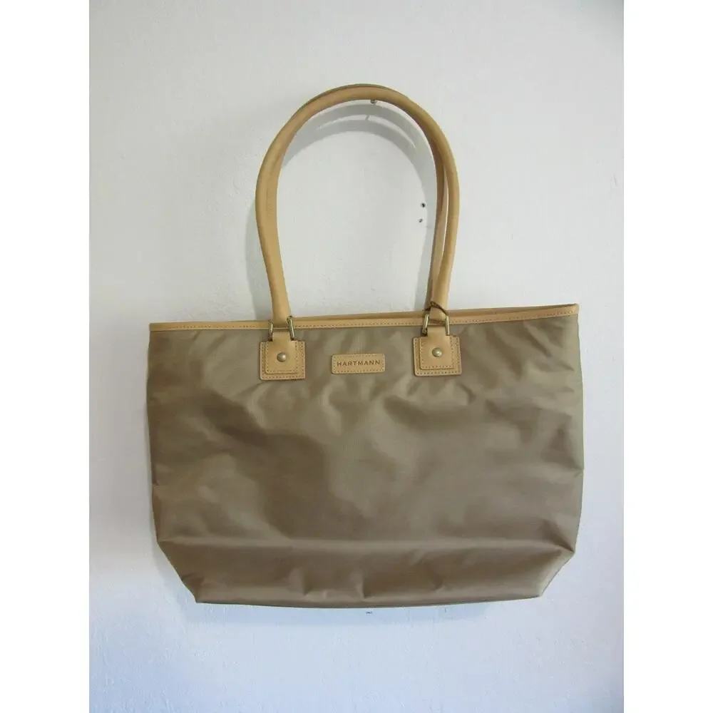 HARTMANN Day Tote Shopper Leather Strap and Trim Nylon Packcloth New